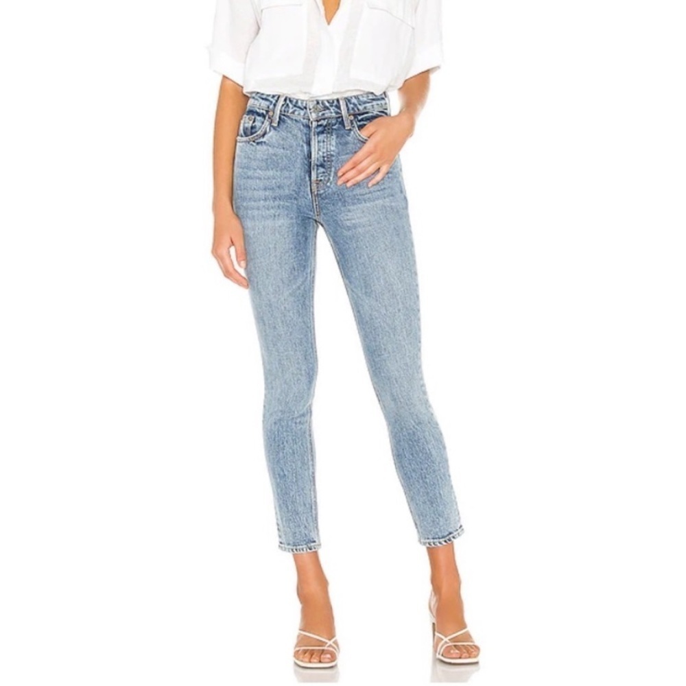 GRLFRND Karolina Light Blue Cropped Slim Leg Jeans Women’s 28